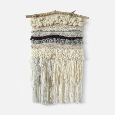 Neutral beige weave wall hanging with long fringes
