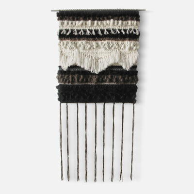 Rustic bohemian weave wall hanging with long fringes